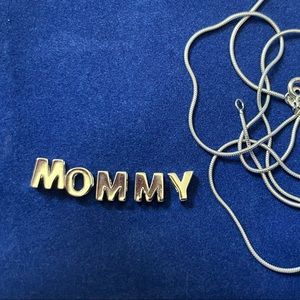 Sterling Silver Mommy letter Charm Necklace, 18” can customize with diff letters